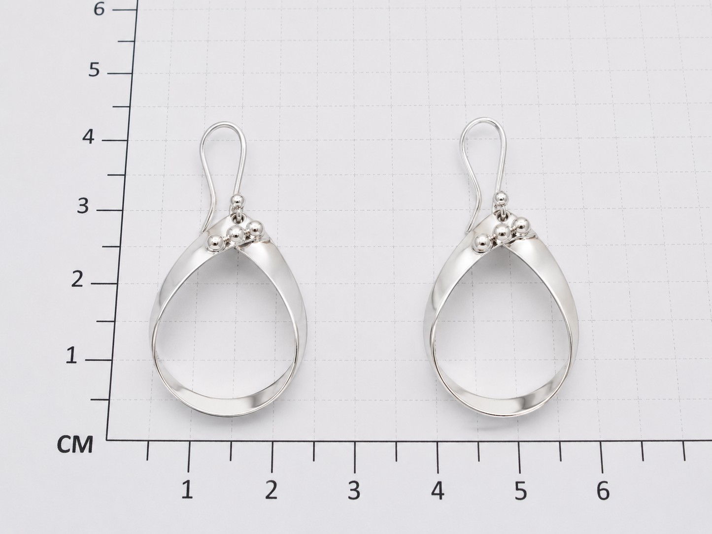 Sterling Silver Cross Drop Earrings with Three Gloss Caps
