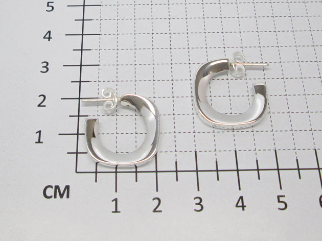 Sterling Silver Square Earrings with Small Displacement