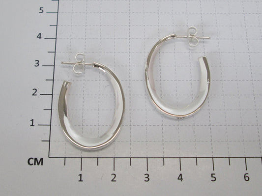 Sterling Silver Cardboarded Oval Earrings with Unlevel Girl Design