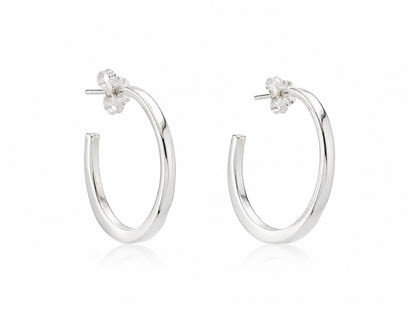 Sterling Silver Cardboarded Oval Earrings with Unlevel Girl Design
