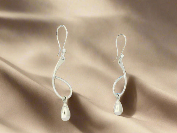 Elegant Bended Drop Earrings with Counterweighted Ring