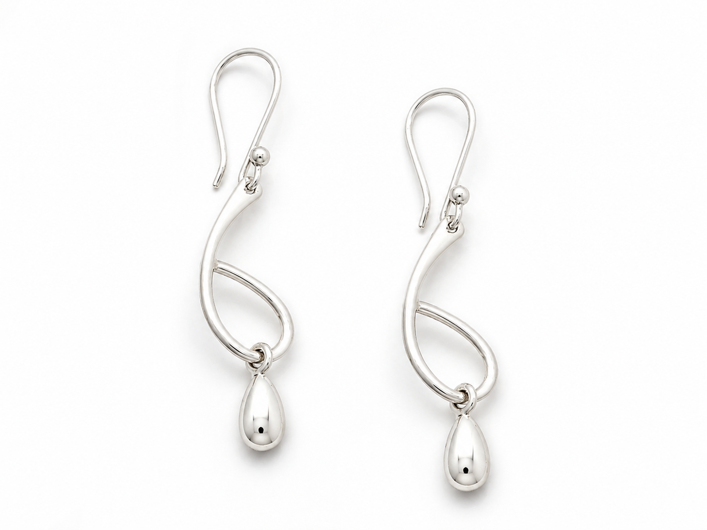 Elegant Bended Drop Earrings with Counterweighted Ring