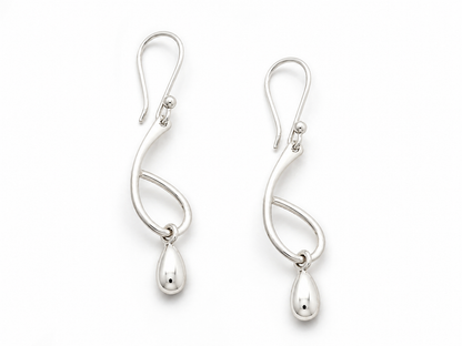 Elegant Bended Drop Earrings with Counterweighted Ring