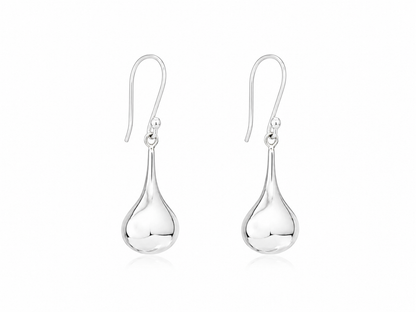 Sterling Silver Medium Pumped Perita Earrings with Ring