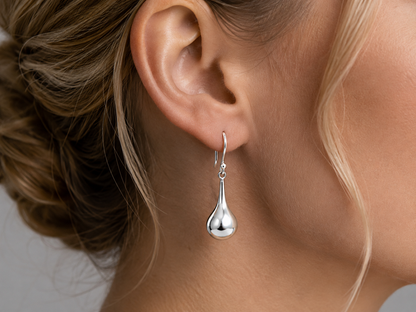 Sterling Silver Medium Pumped Perita Earrings with Ring
