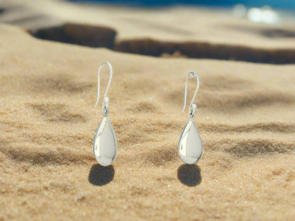 Sterling Silver Smooth Crushed Drop Earrings with Ring