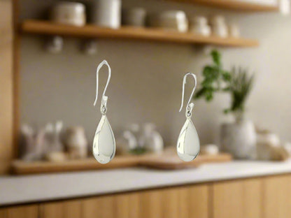 Sterling Silver Smooth Crushed Drop Earrings with Ring