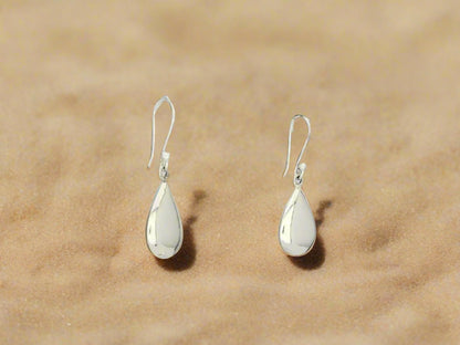 Sterling Silver Smooth Crushed Drop Earrings with Ring