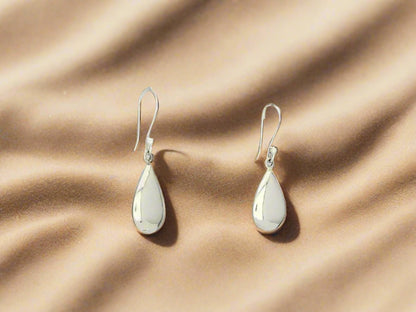 Sterling Silver Smooth Crushed Drop Earrings with Ring