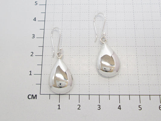 Sterling Silver Smooth Crushed Drop Earrings with Ring