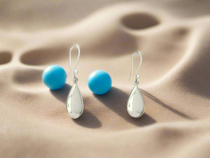 Sterling Silver Smooth Crushed Drop Earrings with Ring