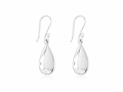 Sterling Silver Smooth Crushed Drop Earrings with Ring