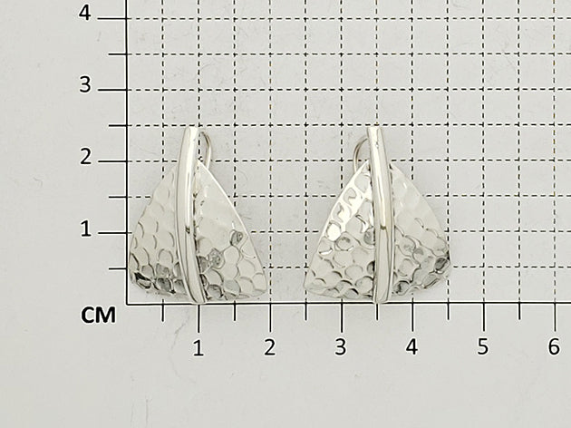 Sterling Silver Inlaid Triangle Earrings with Bar and Half-Charm