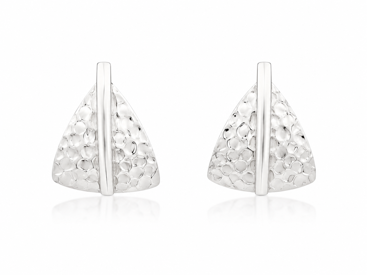 Sterling Silver Inlaid Triangle Earrings with Bar and Half-Charm