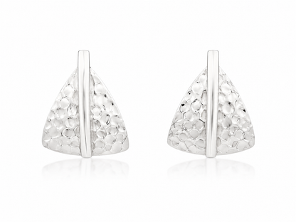 Sterling Silver Inlaid Triangle Earrings with Bar and Half-Charm