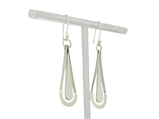 Sterling Silver Cardboarded Drop Earrings with Smooth Drop Detail