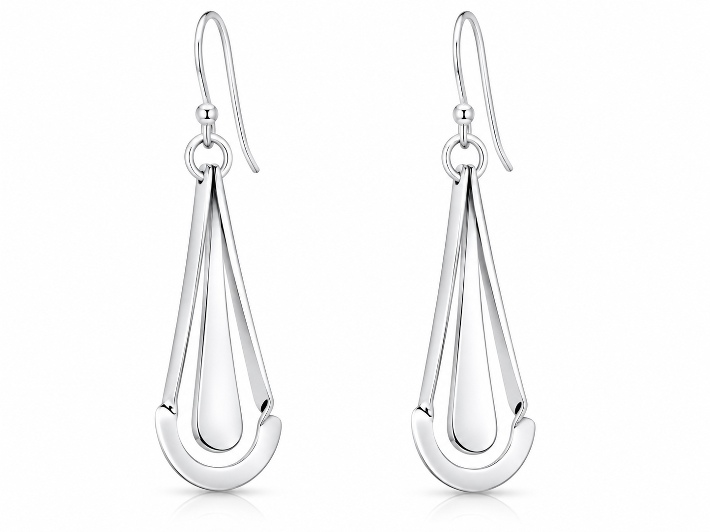 Sterling Silver Cardboarded Drop Earrings with Smooth Drop Detail