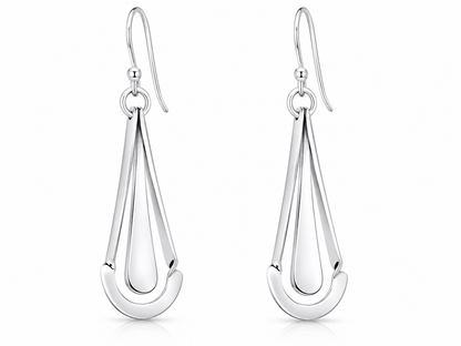 Sterling Silver Cardboarded Drop Earrings with Smooth Drop Detail