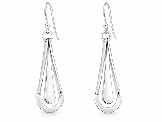 Sterling Silver Cardboarded Drop Earrings with Smooth Drop Detail