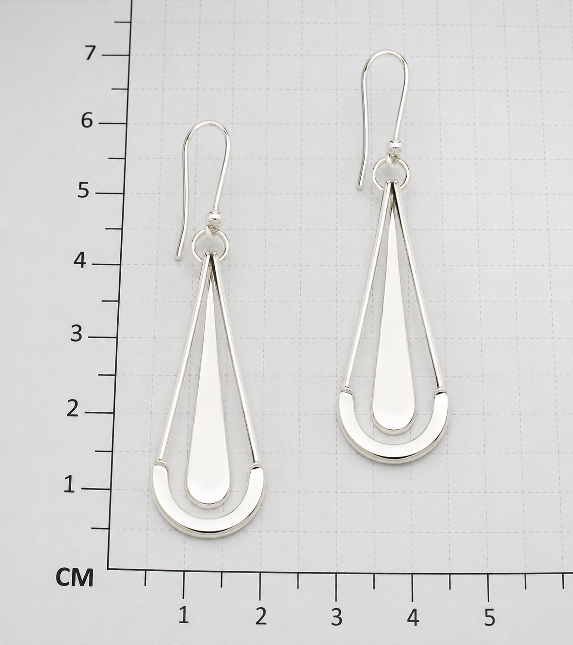 Sterling Silver Cardboarded Drop Earrings with Smooth Drop Detail
