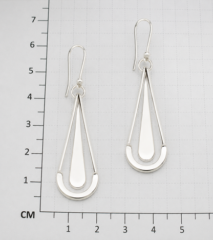 Sterling Silver Cardboarded Drop Earrings with Smooth Drop Detail