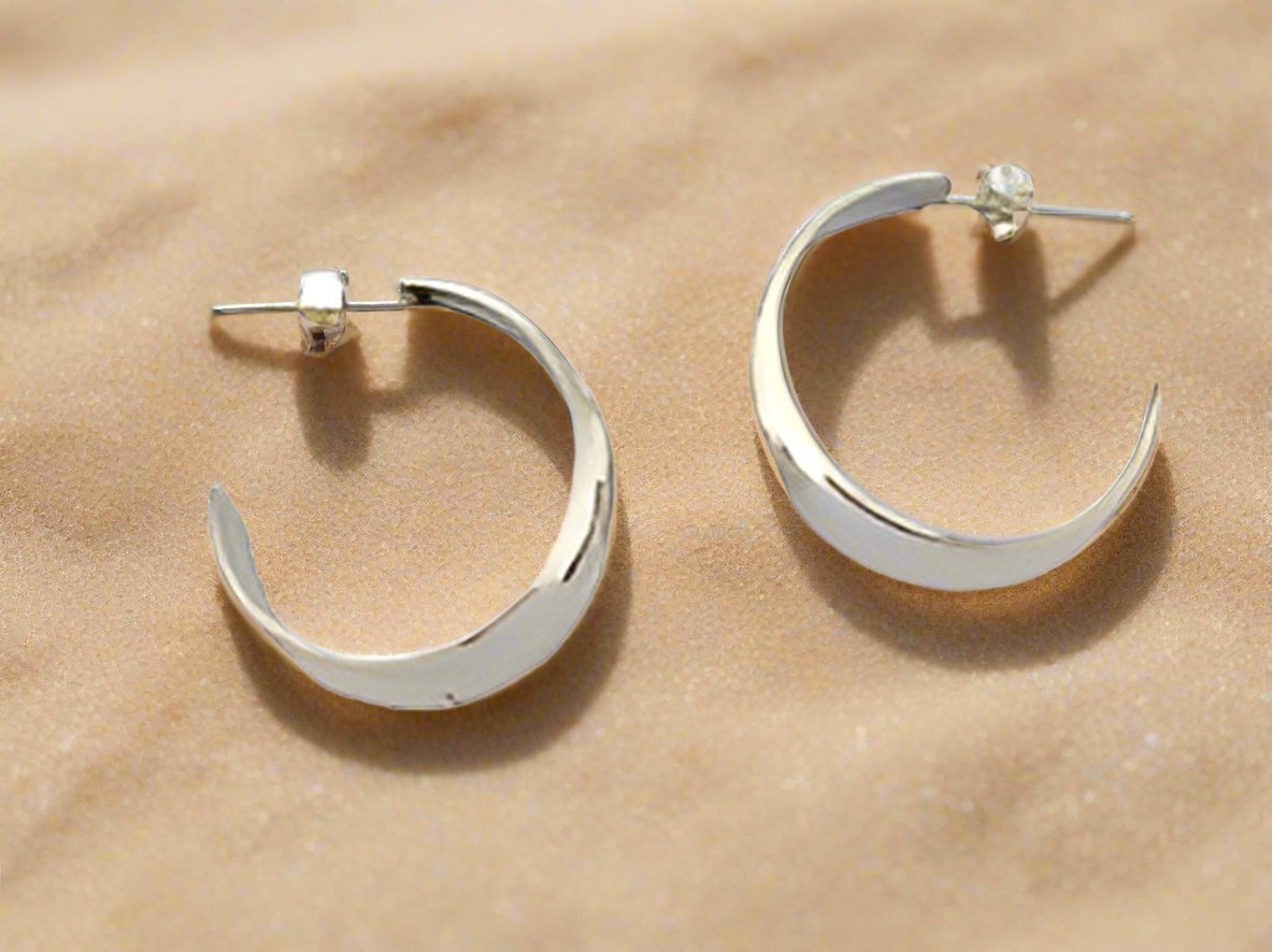 Sterling Silver Boy Gloss Die Cut Pumped Earrings