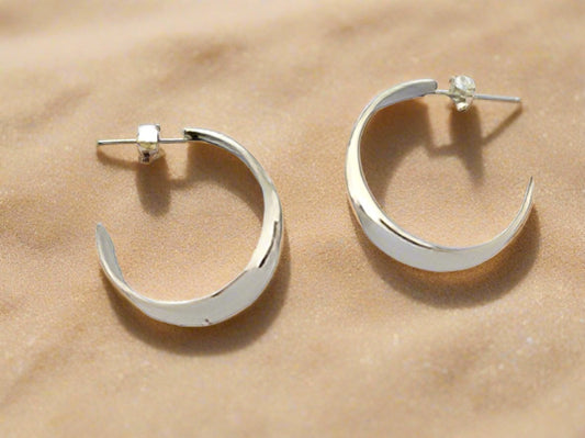 Sterling Silver Boy Gloss Die Cut Pumped Earrings