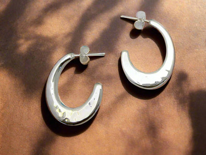 Sterling Silver Hammered "C" Earrings with Post