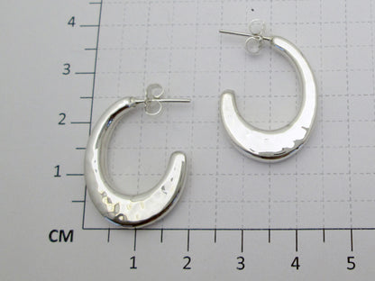 Sterling Silver Hammered "C" Earrings with Post