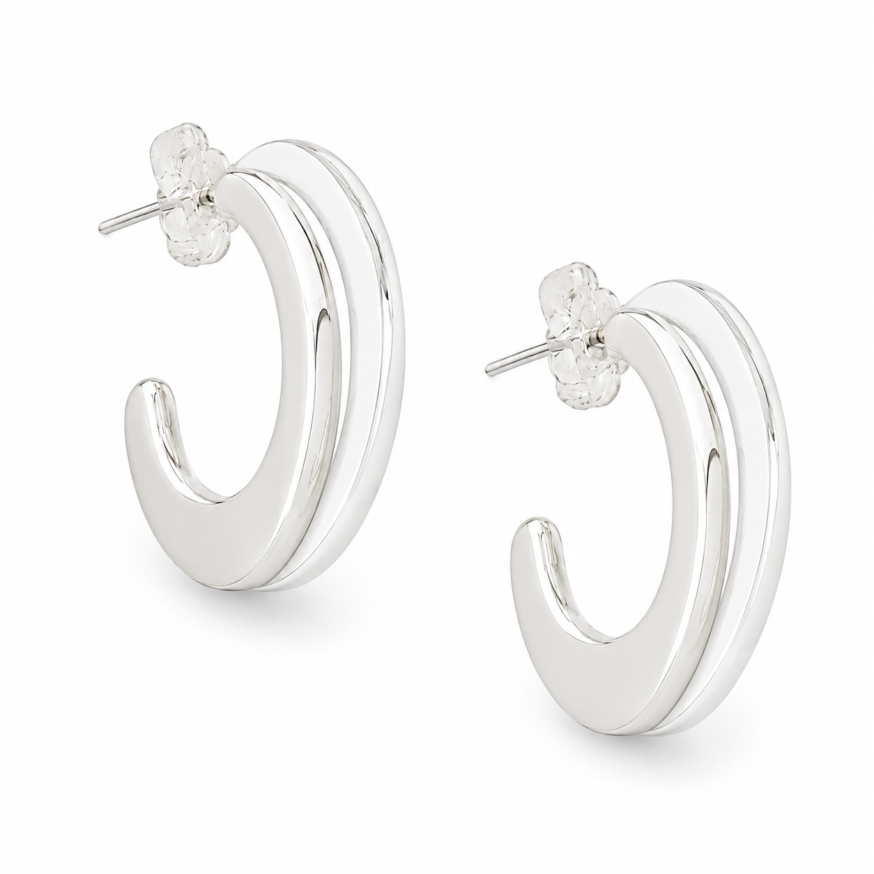 Sterling Silver Hammered "C" Earrings with Post