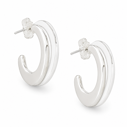 Sterling Silver Hammered "C" Earrings with Post