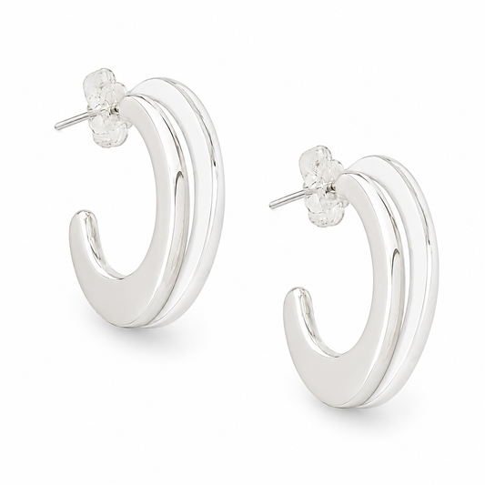 Sterling Silver Hammered "C" Earrings with Post