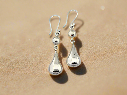 Sterling Silver Smooth Perita Earrings with Ball and Hoop