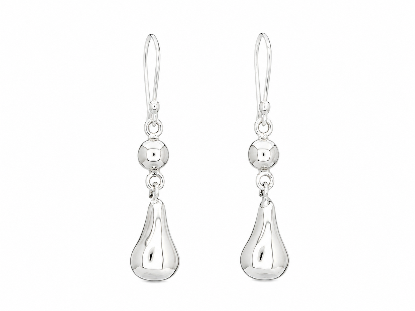 Sterling Silver Smooth Perita Earrings with Ball and Hoop