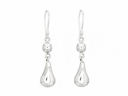 Sterling Silver Smooth Perita Earrings with Ball and Hoop