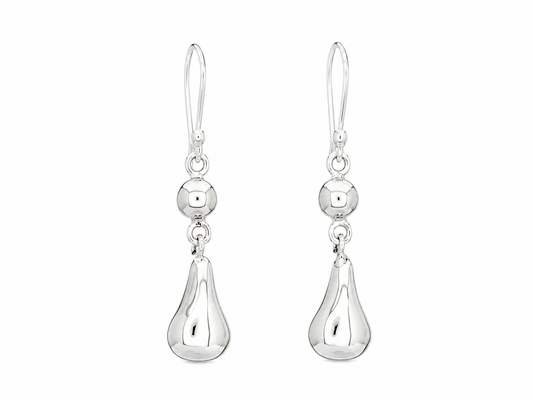 Sterling Silver Smooth Perita Earrings with Ball and Hoop