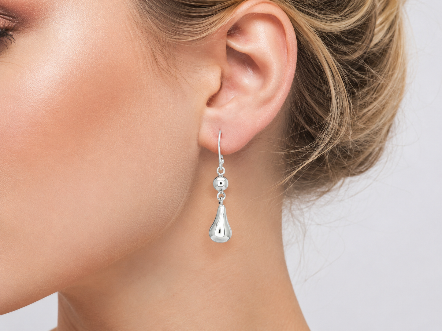 Sterling Silver Smooth Perita Earrings with Ball and Hoop