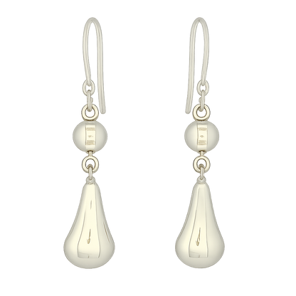 Sterling Silver Smooth Perita Earrings with Ball and Hoop