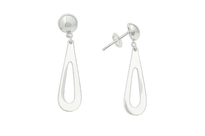 Sterling Silver Flat and Half Cap Opening Drop Earrings with Post