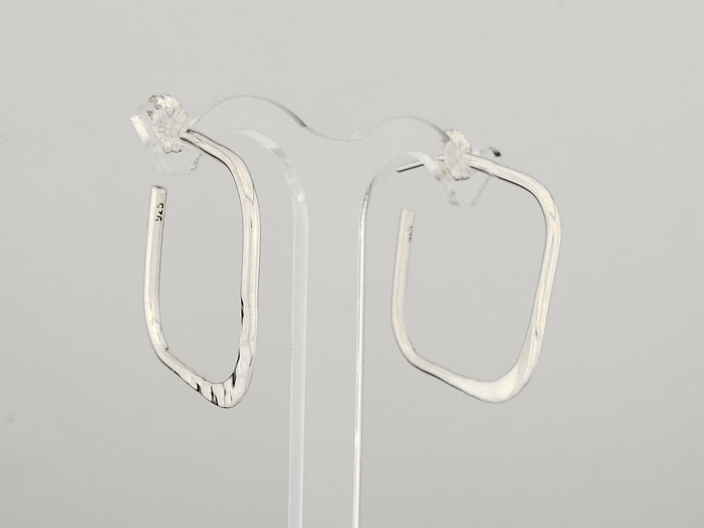 Sterling Silver Hammered Girl Square Earrings