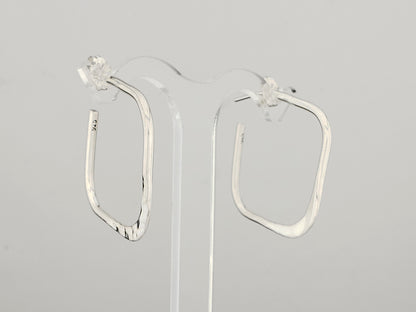 Sterling Silver Hammered Girl Square Earrings