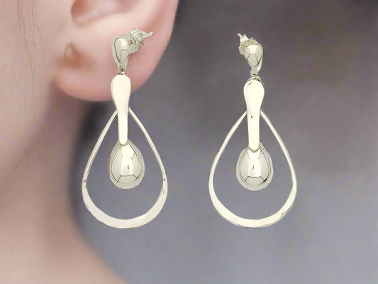 Sterling Silver Mart/Silhouette Drop Earrings with Smooth Tongue and Drop