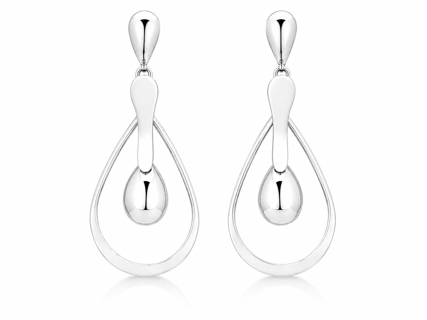 Sterling Silver Mart/Silhouette Drop Earrings with Smooth Tongue and Drop