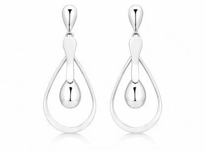Sterling Silver Mart/Silhouette Drop Earrings with Smooth Tongue and Drop