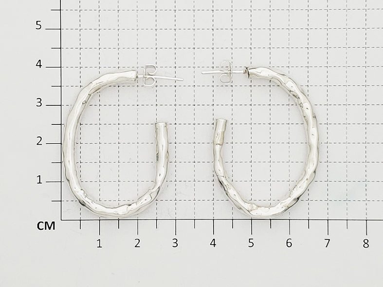Sterling Silver Medium Hammered Tube Oval Earrings