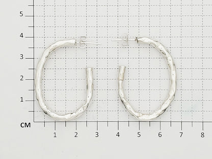 Sterling Silver Medium Hammered Tube Oval Earrings
