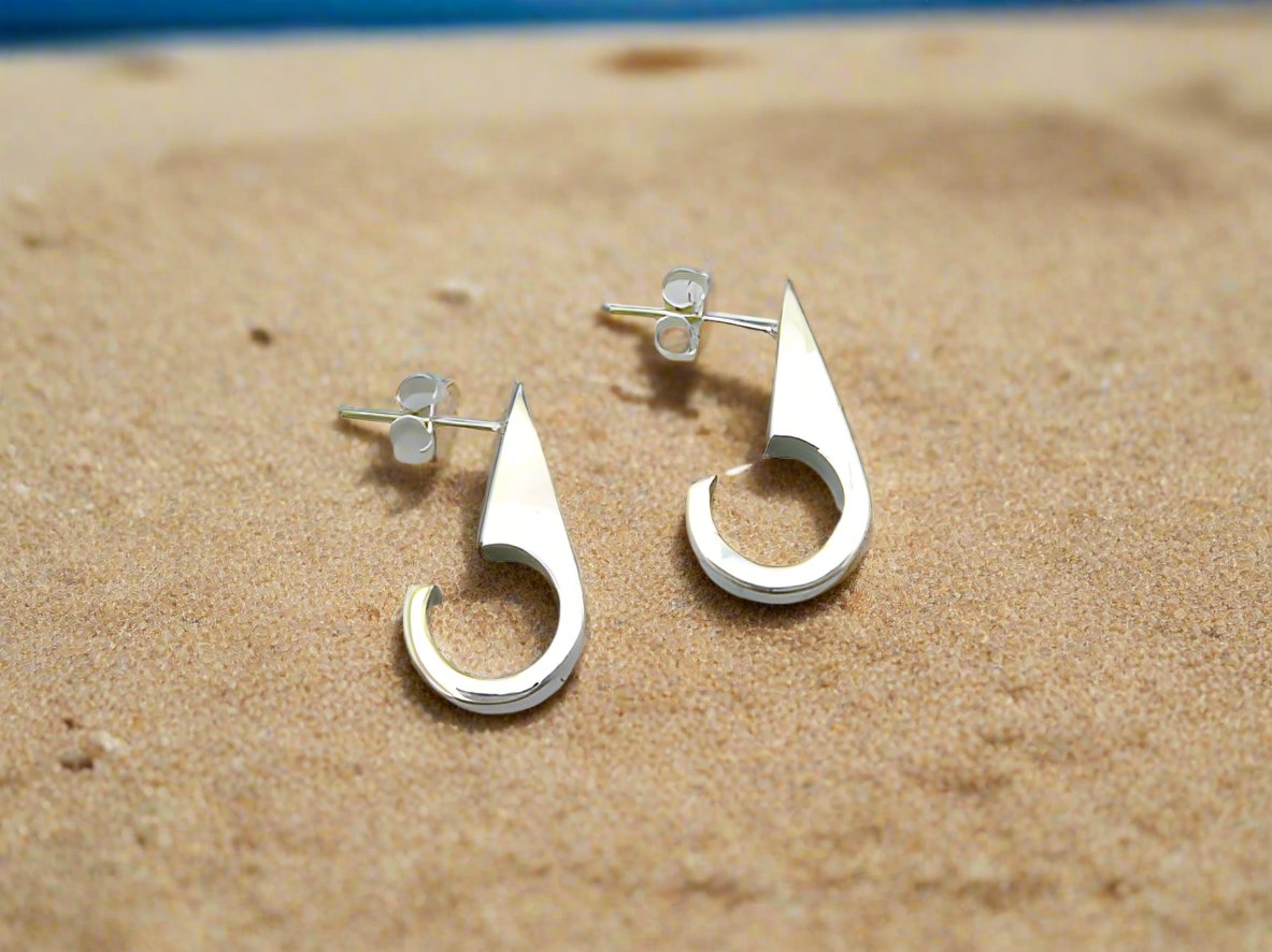 Sterling Silver Cardboarded Smooth Drop Earrings