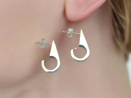 Sterling Silver Cardboarded Smooth Drop Earrings