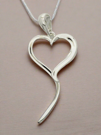 Elegant Heart Sterling Silver Tie Pendant