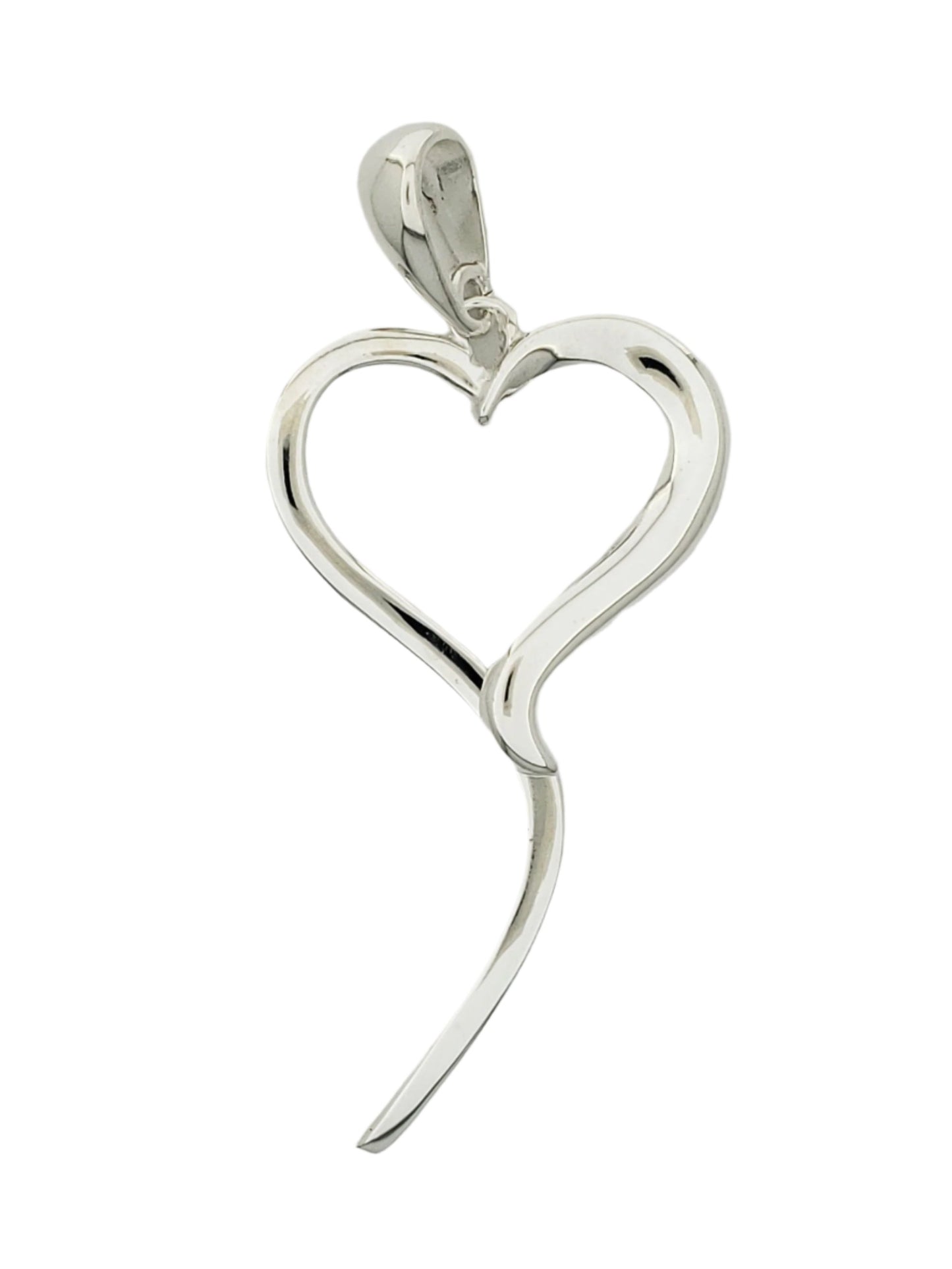 Elegant Heart Sterling Silver Tie Pendant